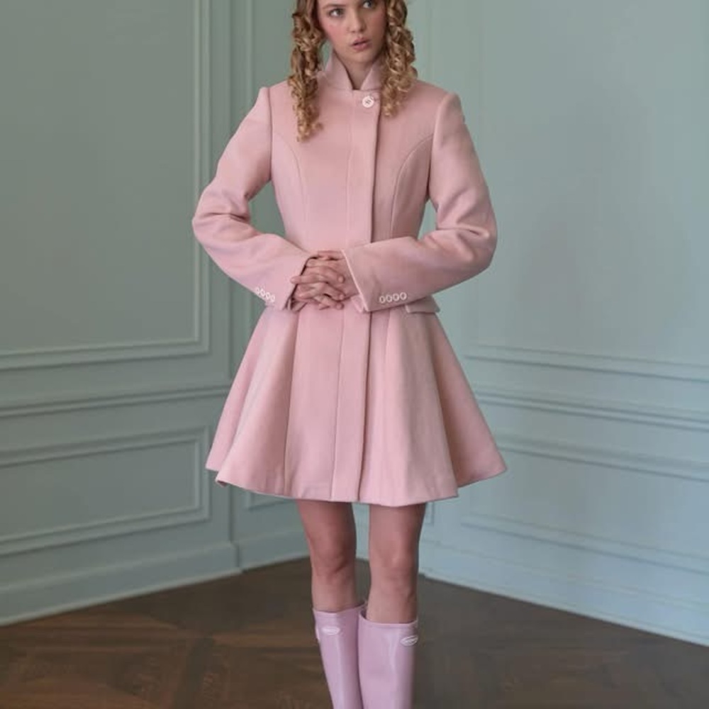 SOLD Selkie Light Pink Fit-and-Flare Coat Dress